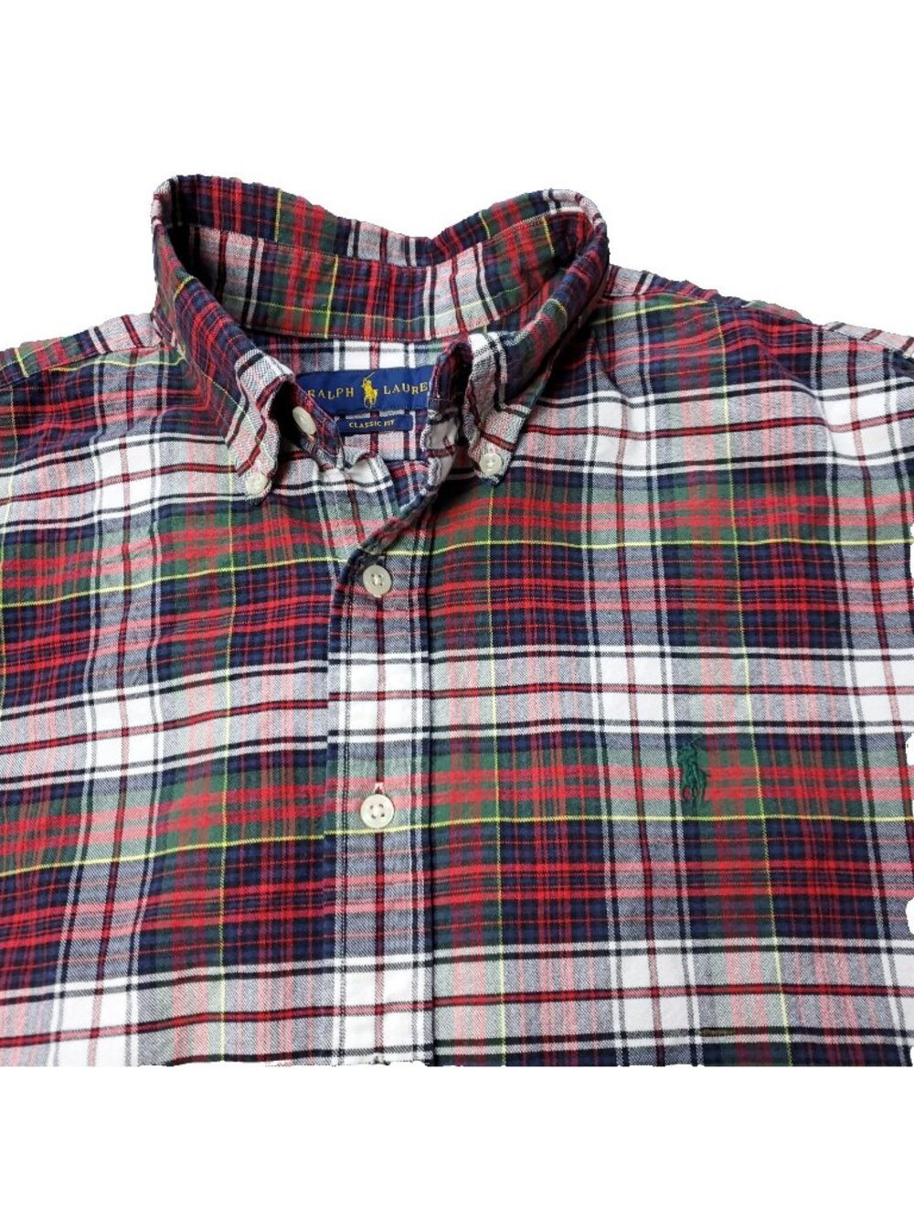 Polo Ralph Lauren Shirt Mens L Large Plaid Red Classic Fit Long Sleeve Button